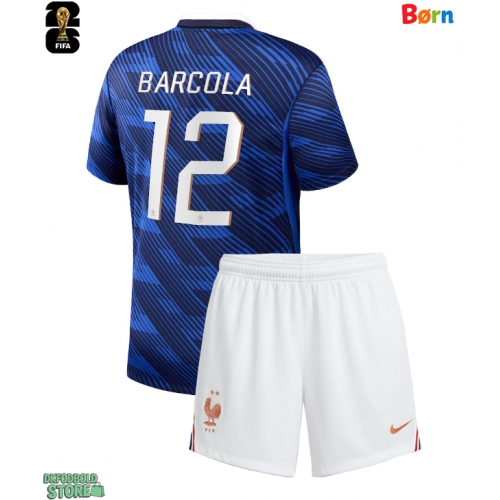 Frankrig Bradley Barcola #12 Replika Babytøj Hjemmebanesæt Børn VM 2026 Kortærmet (+ Korte bukser)